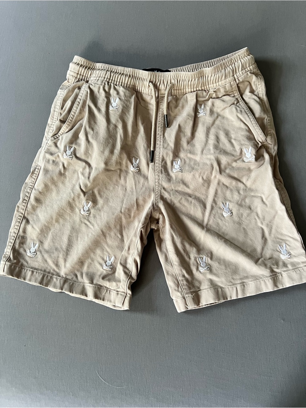 Psycho Bunny Kids Beige Embroidered Cotton Shorts